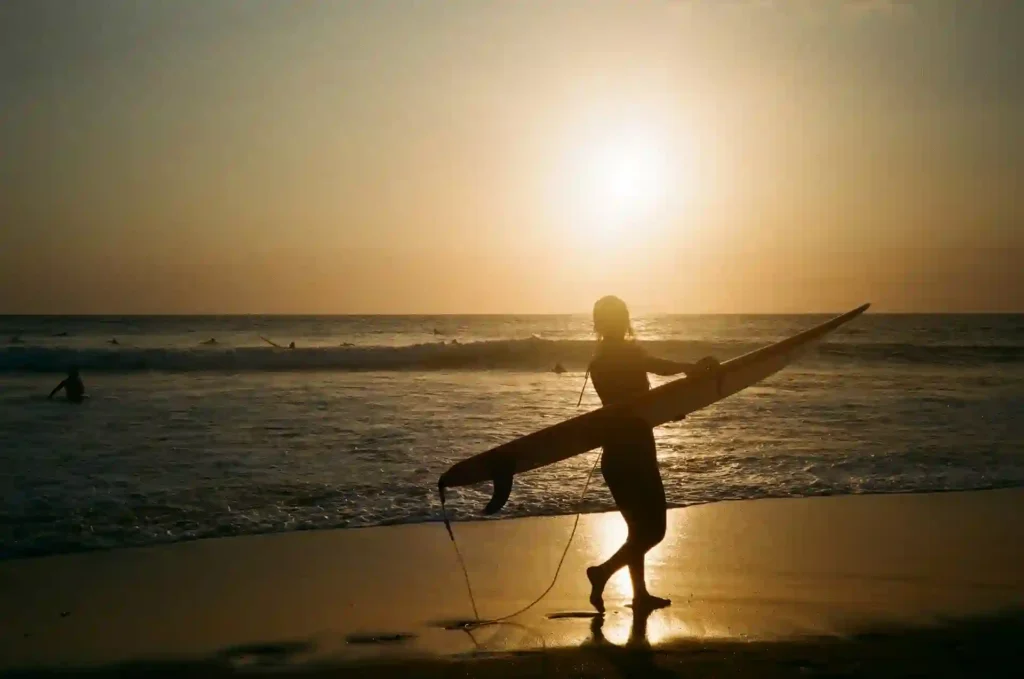 surfing at canggu beach bali